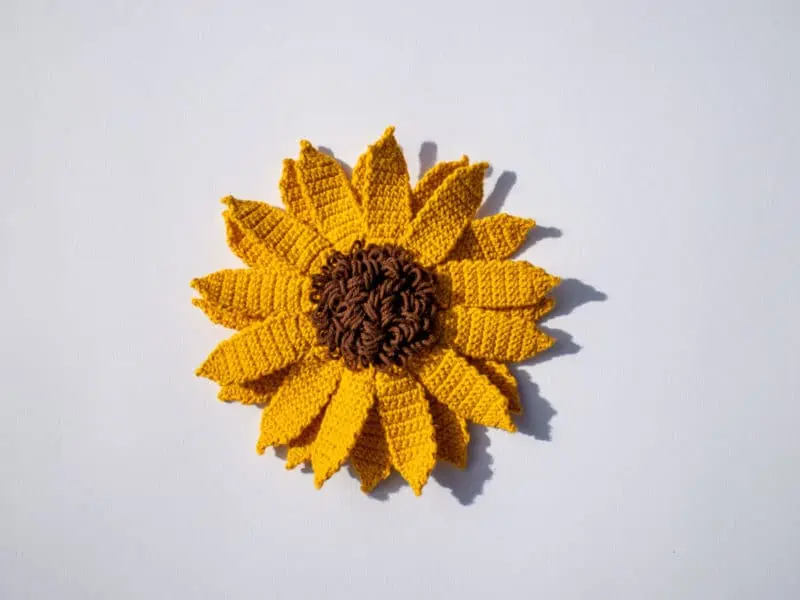 Large Crochet Sunflower with yellow petals